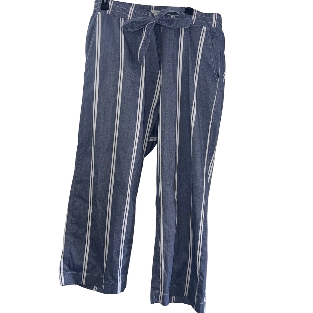 Signature by Levi Strauss Blue White Striped Tie Waist Wide Leg Pants Womens 24W
